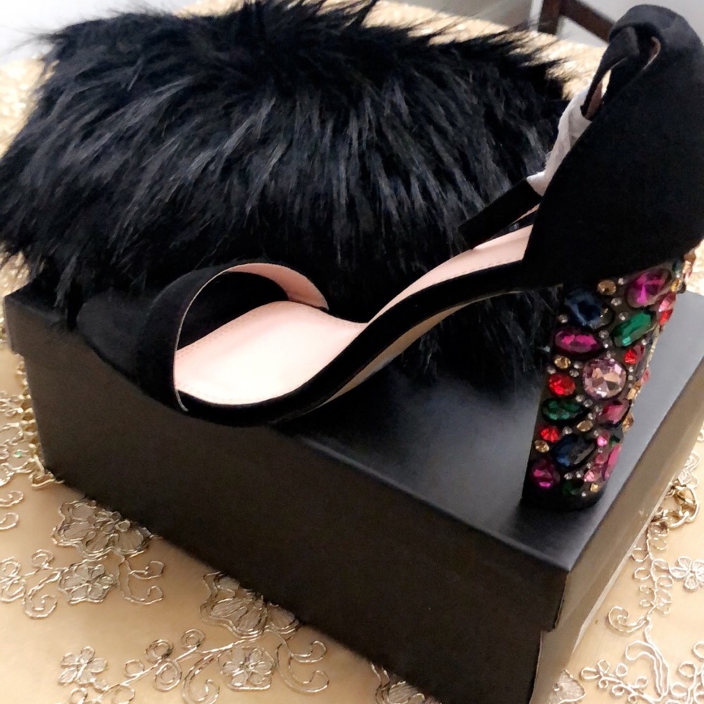 Rhinestone black heels for any party occasions!